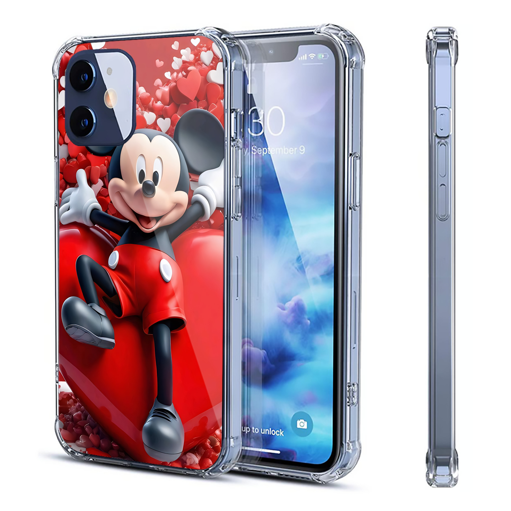 （画像用） ミッキーマウス Mickey Mouse 【iPhone 12シリーズ対応】透明スマホケース（クリアソフトケース）
